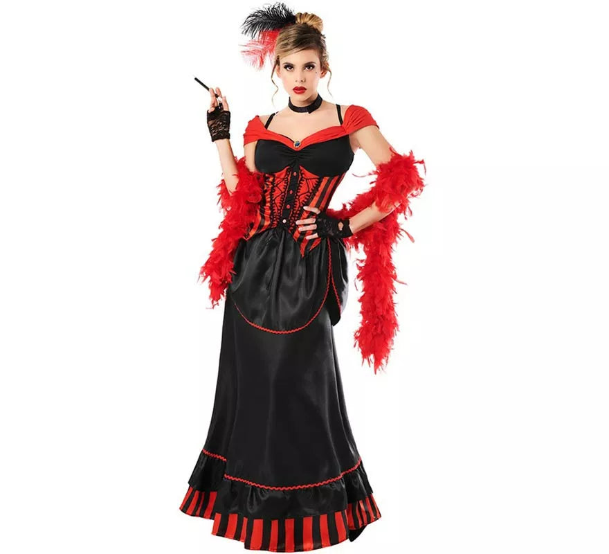 Translation missing: de.Disfraz de Can Can Glamurosa rojo y negro para mujer