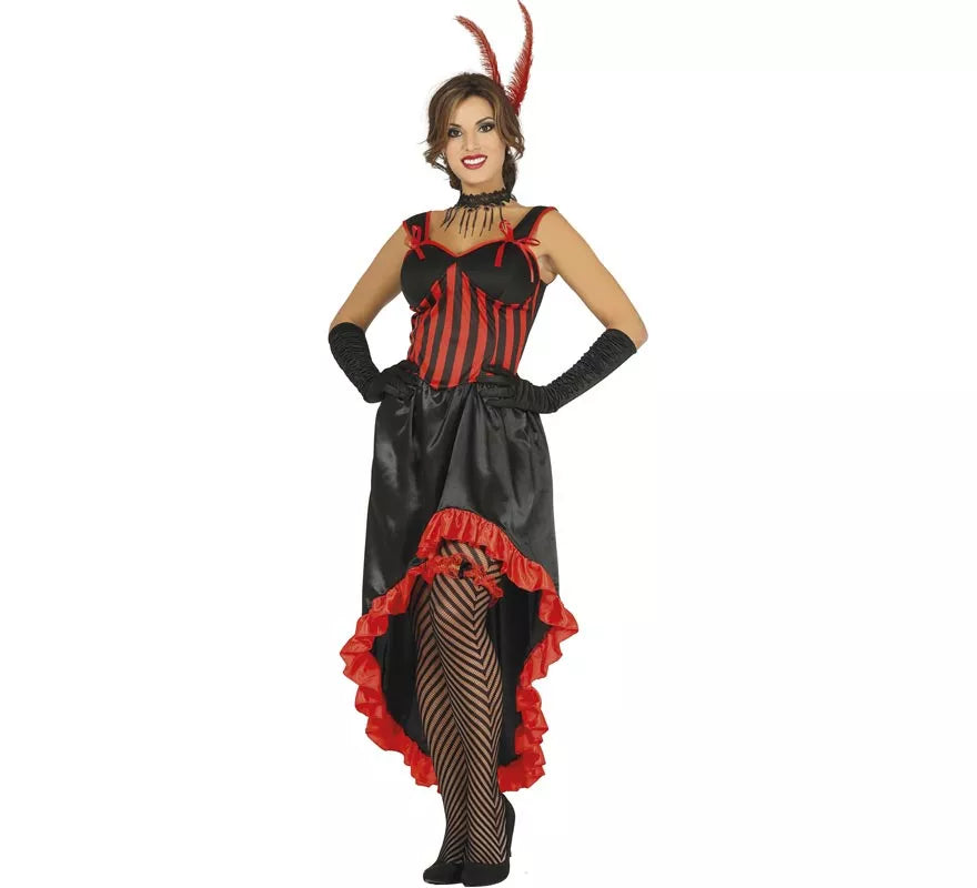 Translation missing: de.Disfraz de Can Can rojo y negro para mujer