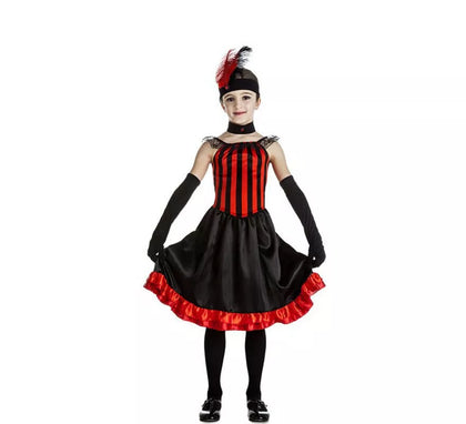 Disfraz de Can Can rojo y negro para niña