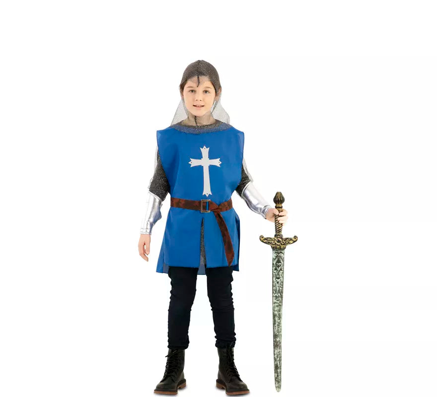 Translation missing: de.Disfraz de Capa Guerrero Medieval Azul para niños