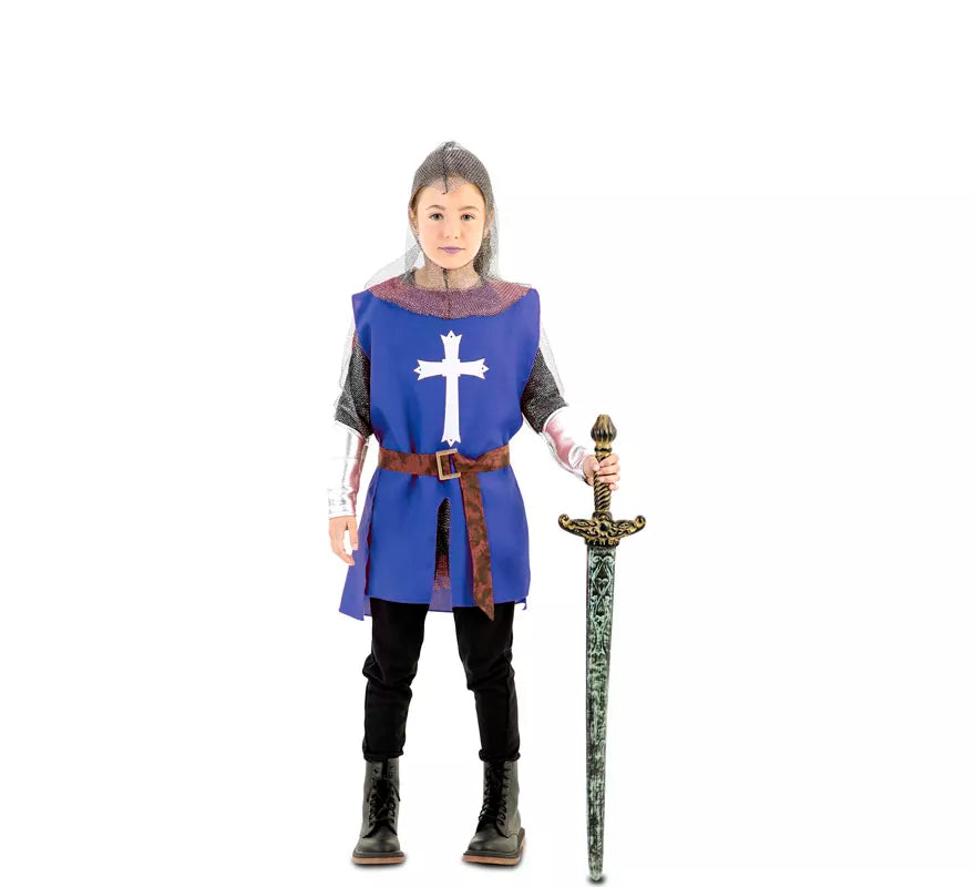 Translation missing: de.Disfraz de Capa Guerrero Medieval Azul para niños