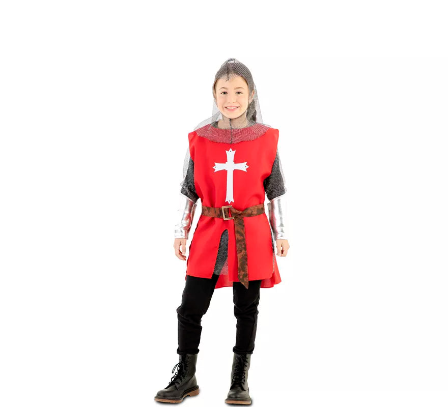 Translation missing: de.Disfraz de Capa Guerrero Medieval Roja para niños