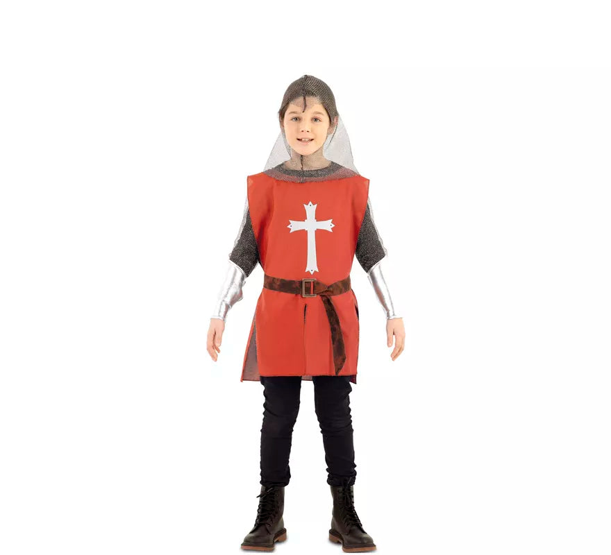 Translation missing: de.Disfraz de Capa Guerrero Medieval Roja para niños