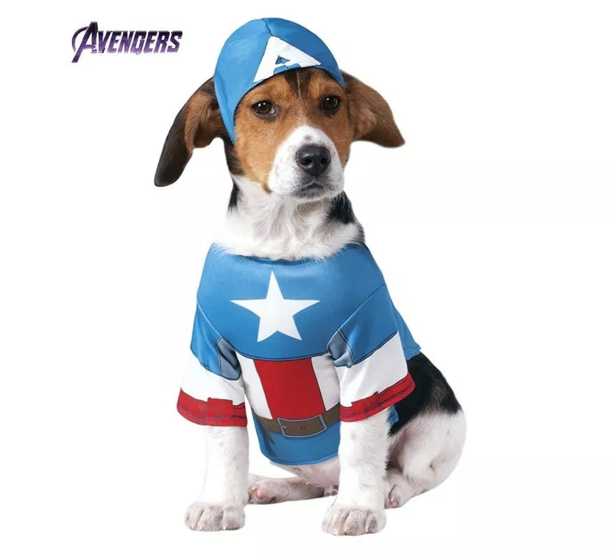 Translation missing: de.Disfraz de Capitán América con gorro para perro