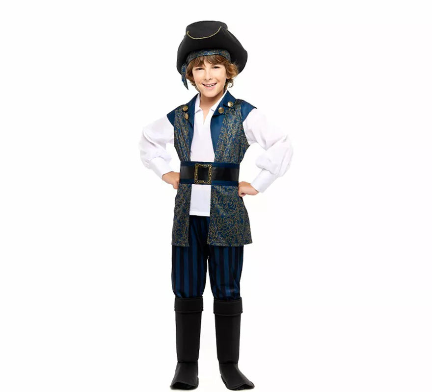 Translation missing: de.Disfraz de Capitán Pirata azul para niño