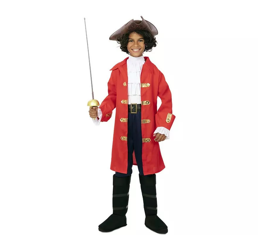 Translation missing: de.Disfraz de Capitán Pirata rojo con cinturón para niño