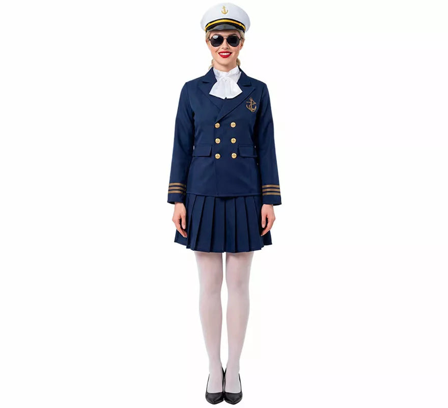Disfraz de Capitana Marinera azul para mujer