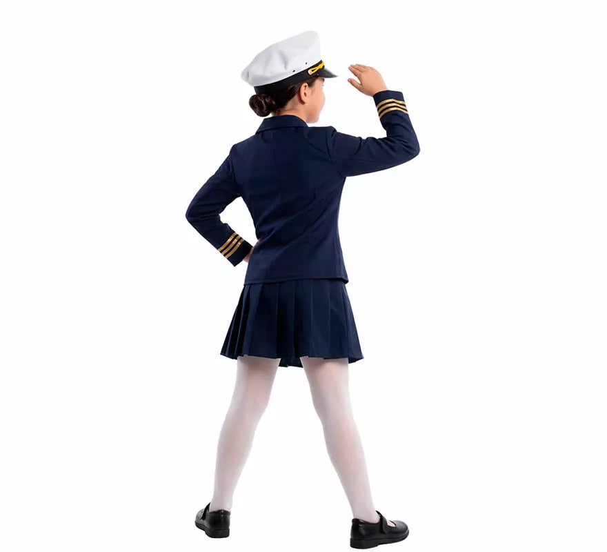 Disfraz de Capitana Marinera azul para niña
