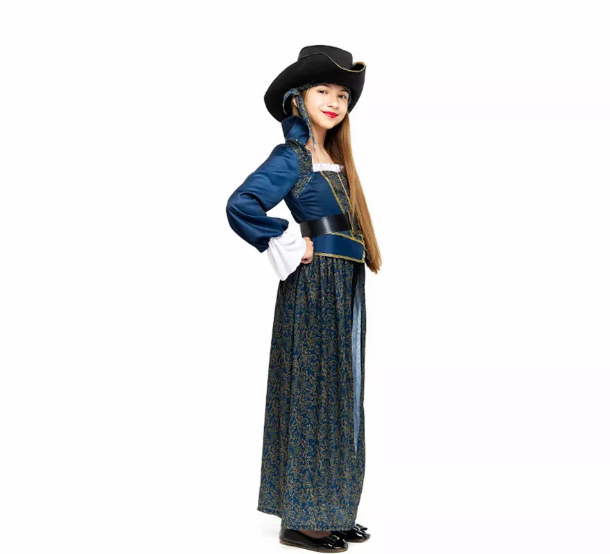 Translation missing: de.Disfraz de Capitana Pirata azul para niña