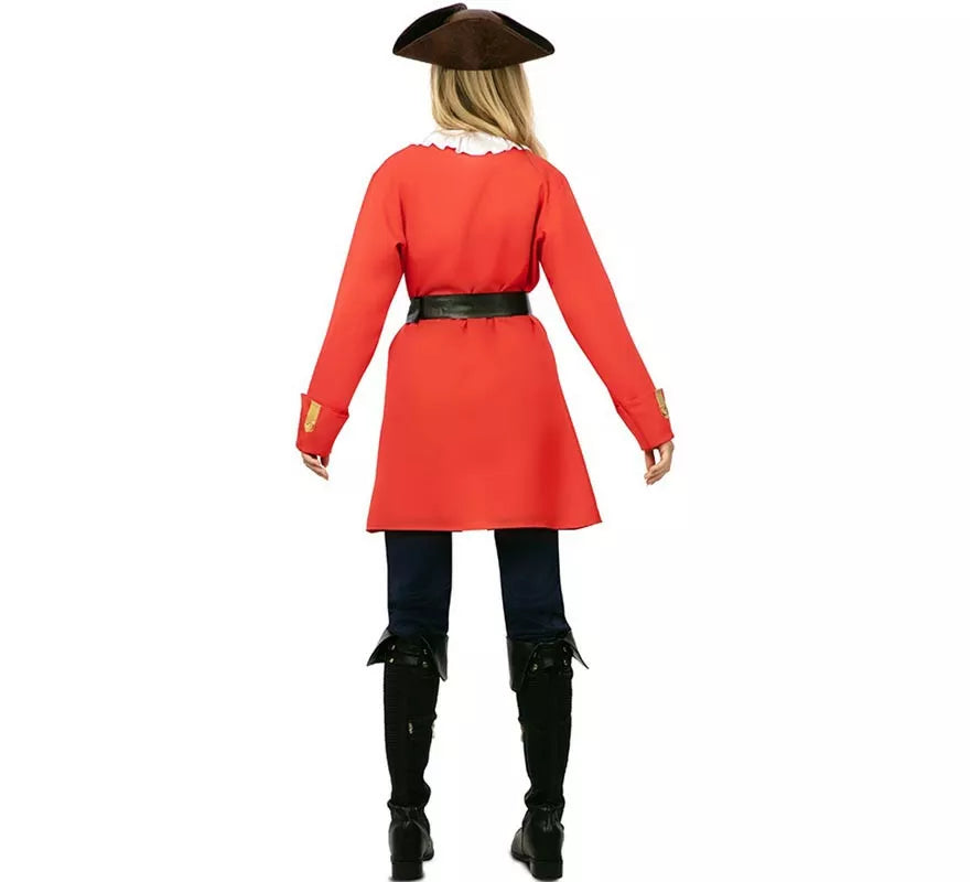 Translation missing: de.Disfraz de Capitana Pirata roja con cinturón para mujer
