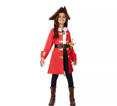 Rotes Piratenkapitänskostüm mit Gürtel für Mädchen