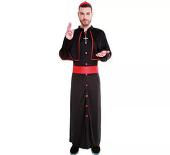 Schwarz-rotes Cassock Kardinal Kostüm für Herren