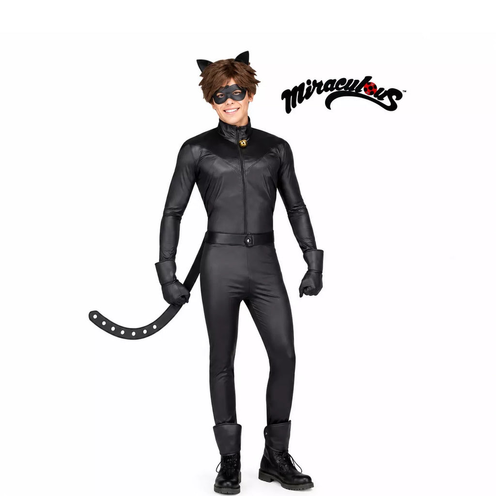 Disfraz de Cat Noir de Miraculous Ladybug con peluca para hombre