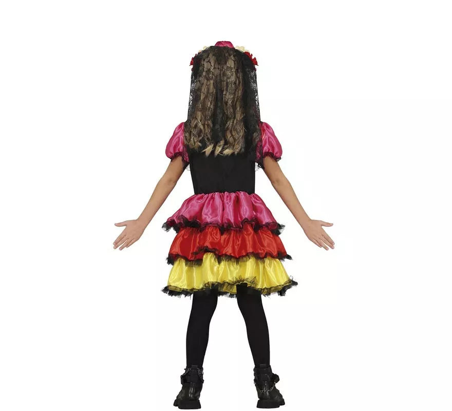 Translation missing: de.Disfraz de Catrina Colores para niña