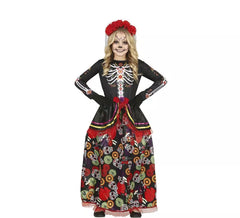 Catrina Kostüm mit langem bedrucktem Rock für Mädchen