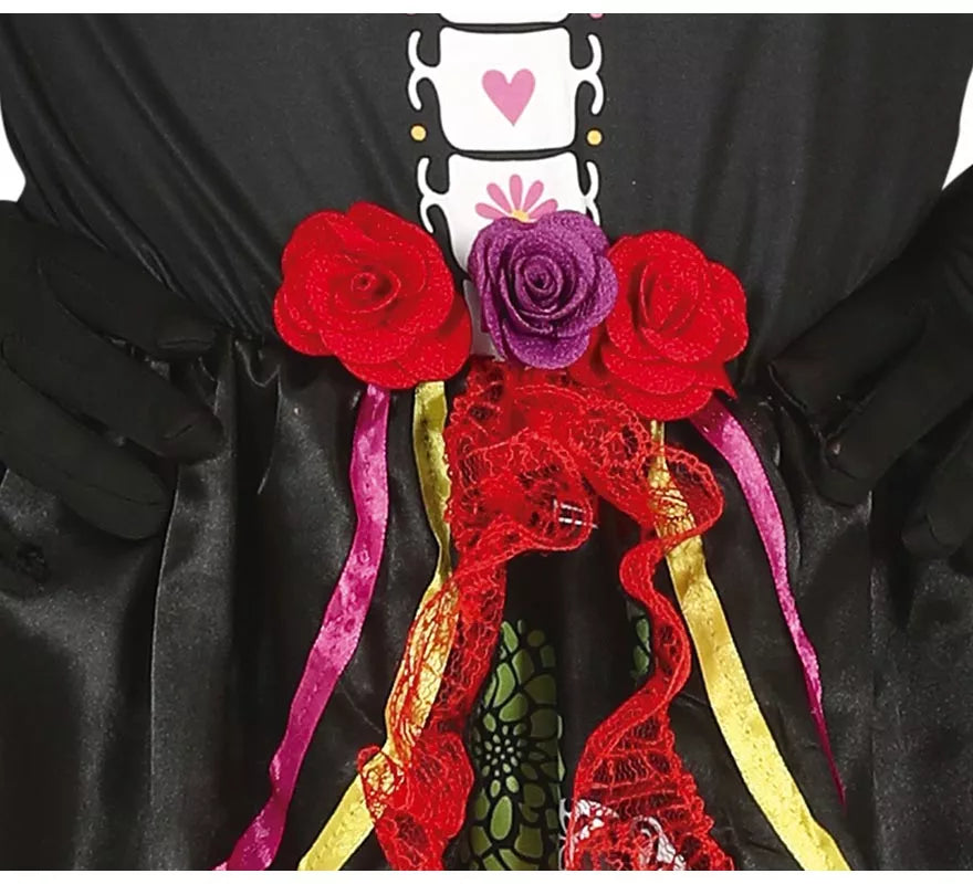Translation missing: de.Disfraz de Catrina con falda larga estampada para niña