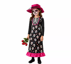 Catrina-Kostüm mit Hut für Mädchen