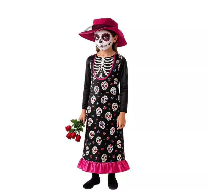 Translation missing: de.Disfraz de Catrina con Sombrero para niña