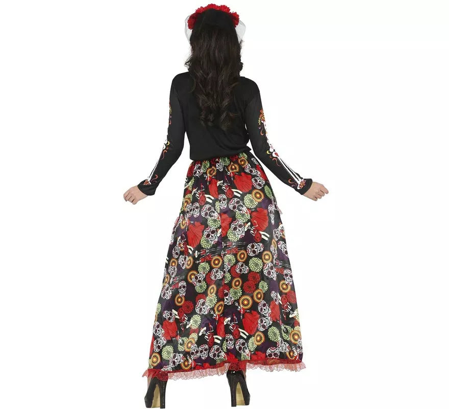 Translation missing: de.Disfraz de Catrina con vestido estampado para mujer