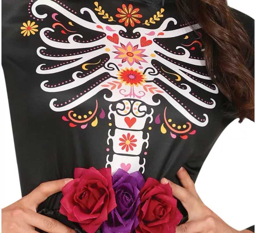 Translation missing: de.Disfraz de Catrina con vestido estampado para mujer