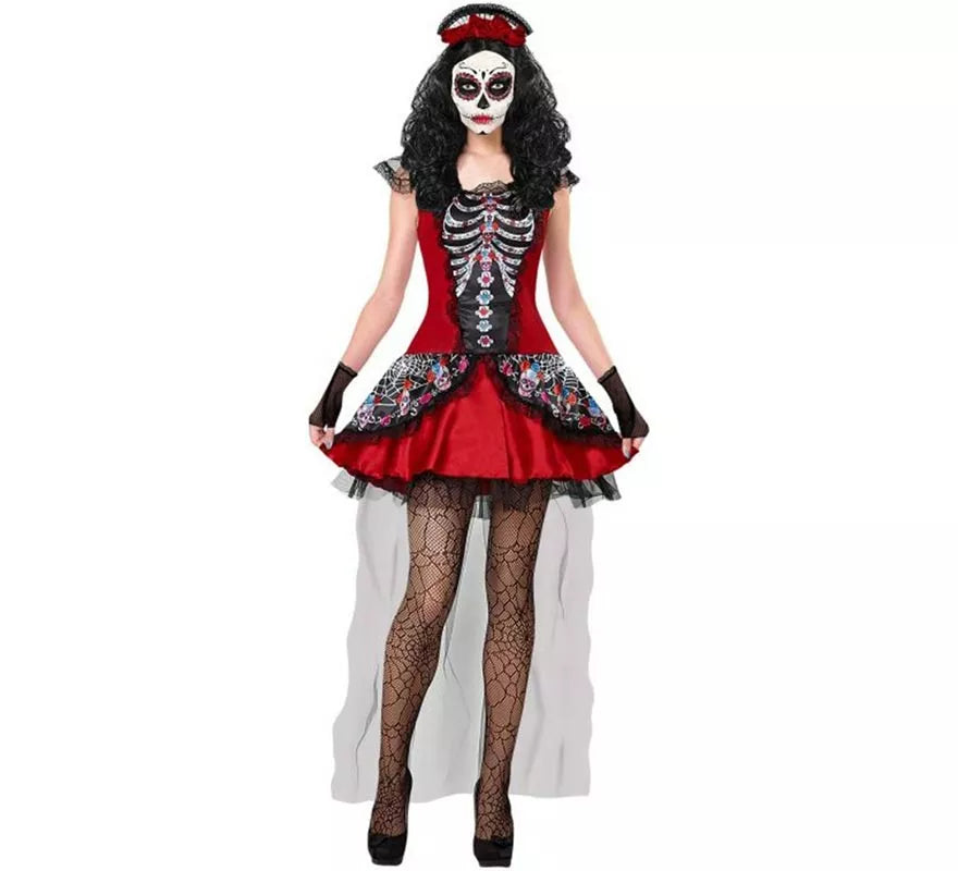 Translation missing: de.Disfraz de Catrina Día de Los Muertos con Velo para mujer
