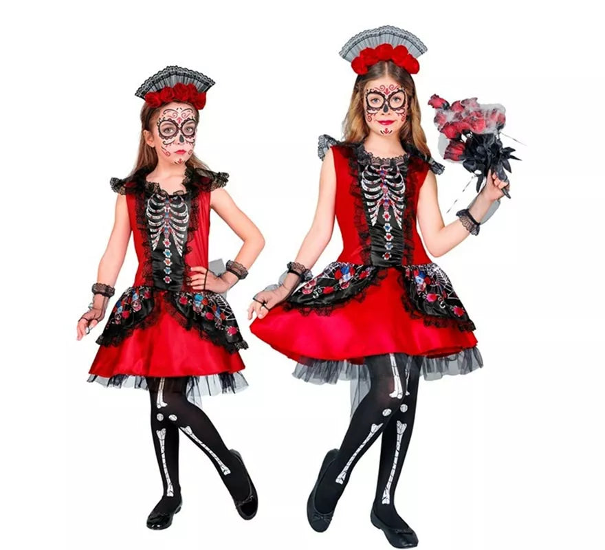 Translation missing: de.Disfraz de Catrina Esqueleto para niña