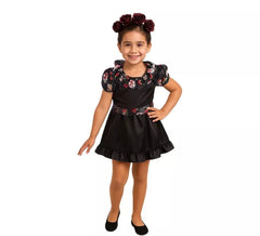 Schwarzes Catrina Kostüm für Mädchen