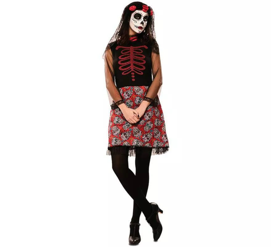 Translation missing: de.Disfraz de Catrina Roja para mujer