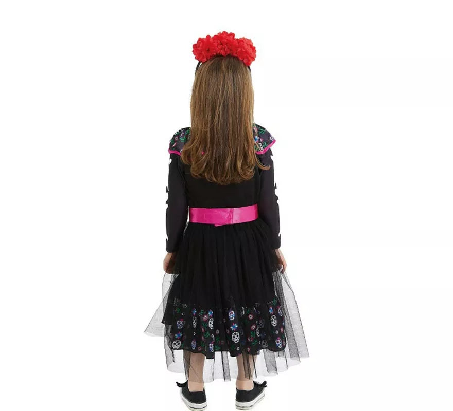 Translation missing: de.Disfraz de Catrina rosa con cinturón para bebé y niña
