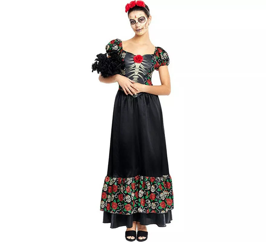 Translation missing: de.Disfraz de Catrina vestido largo negro para mujer