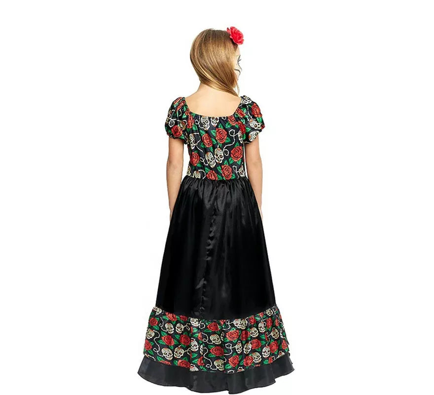 Translation missing: de.Disfraz de Catrina Vestido largo negro para niña