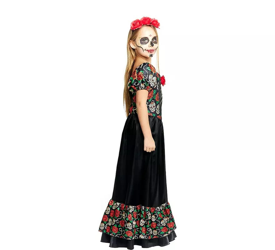 Translation missing: de.Disfraz de Catrina Vestido largo negro para niña