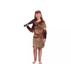 Höhlenmensch-Kostüm für Mädchen mit Animal-Print