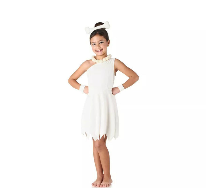 Disfraz de Cavernícola blanco elegante para niña