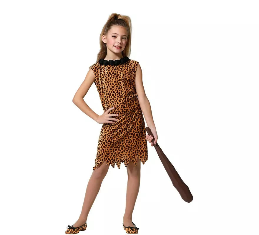 Translation missing: de.Disfraz de Cavernícola estampado animal para niña