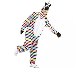 Mehrfarbiges Zebra Kostüm für Herren