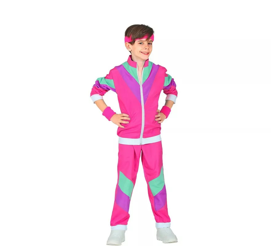 Translation missing: de.Disfraz de Chándal Años 80 fucsia para niños y adolescente