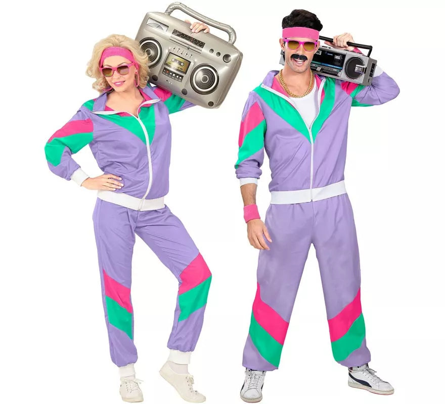 Disfraz de Chándal Años 80 morado para adulto