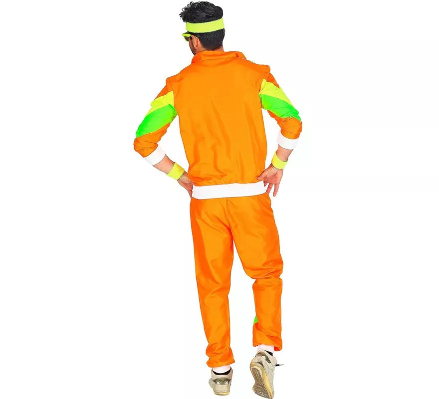 Translation missing: de.Disfraz de Chándal Años 80 naranja y verde para adulto