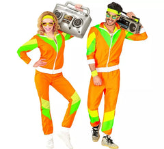 Orange-grünes 80er-Jahre-Trainingsanzugkostüm für Erwachsene