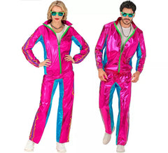 Elektronik-Trainingsanzug-Kostüm für Erwachsene in Metallic-Rosa