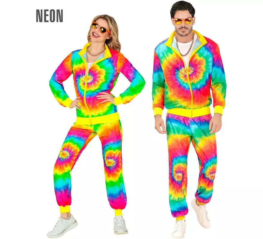 Translation missing: de.Disfraz de Chándal Hippie Psicodélico fluorescente para adulto