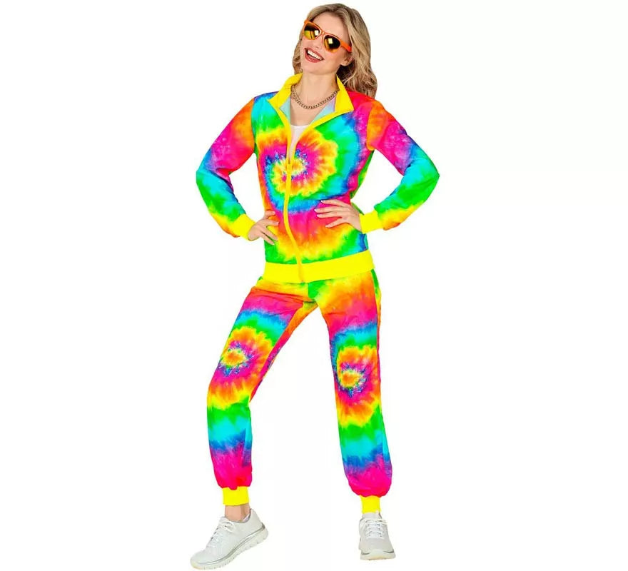 Translation missing: de.Disfraz de Chándal Hippie Psicodélico fluorescente para adulto