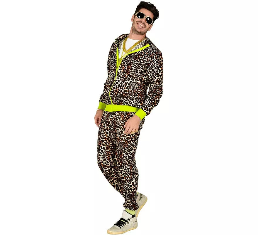 Translation missing: de.Disfraz de Chándal Leopardo Años 80 para adulto