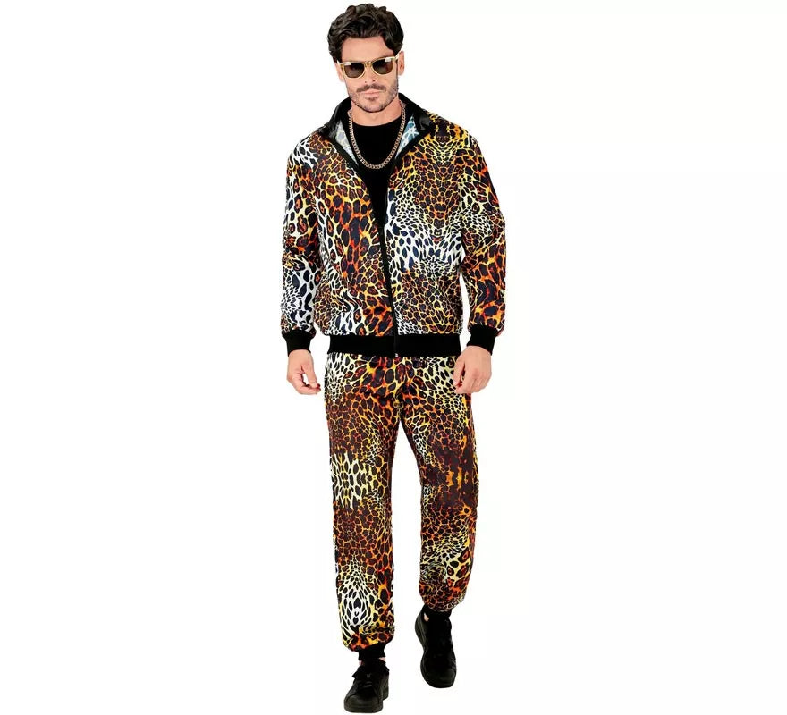 Translation missing: de.Disfraz de Chándal Leopardo Print neón para adulto
