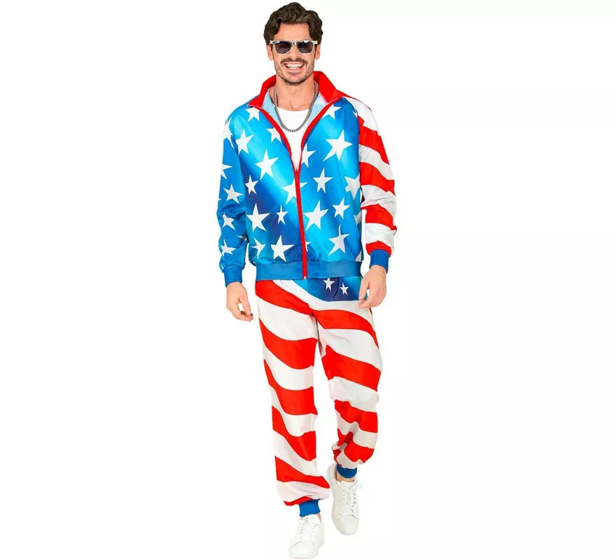Disfraz de Chándal Party Fashion USA neón para adulto