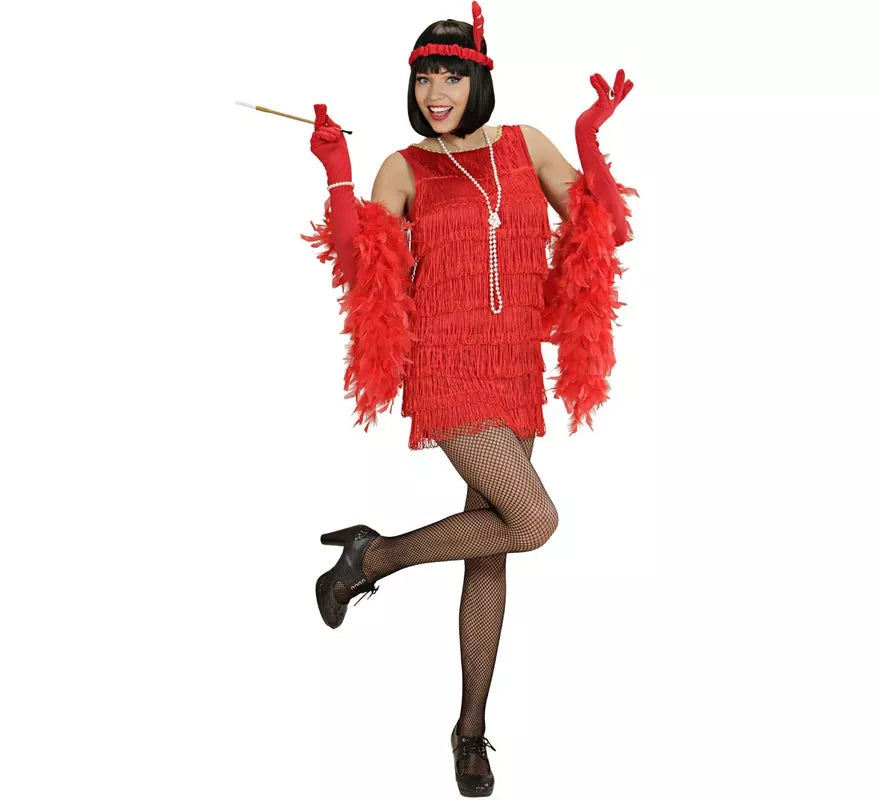 Disfraz de Charleston de lujo rojo para mujer