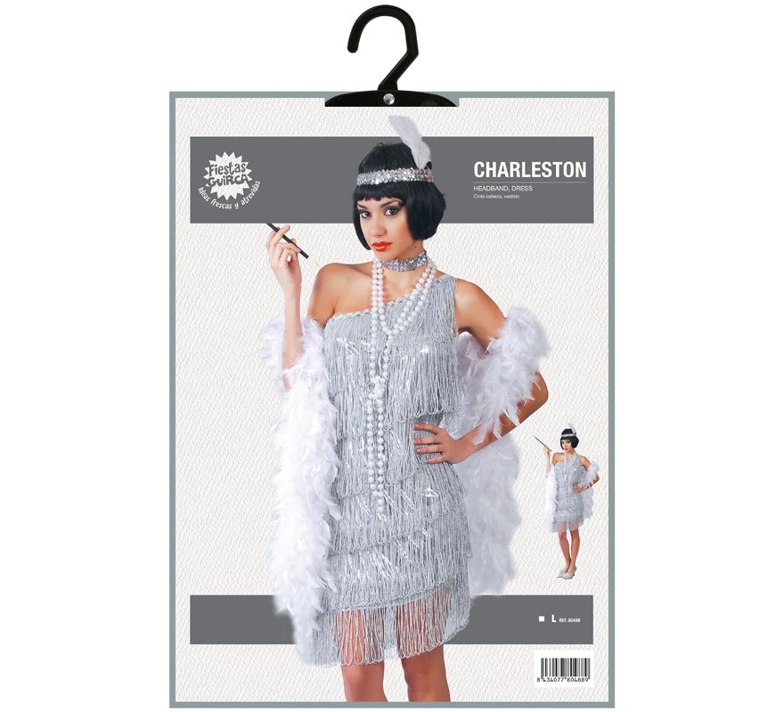 Translation missing: de.Disfraz de Charlestón plata para mujer