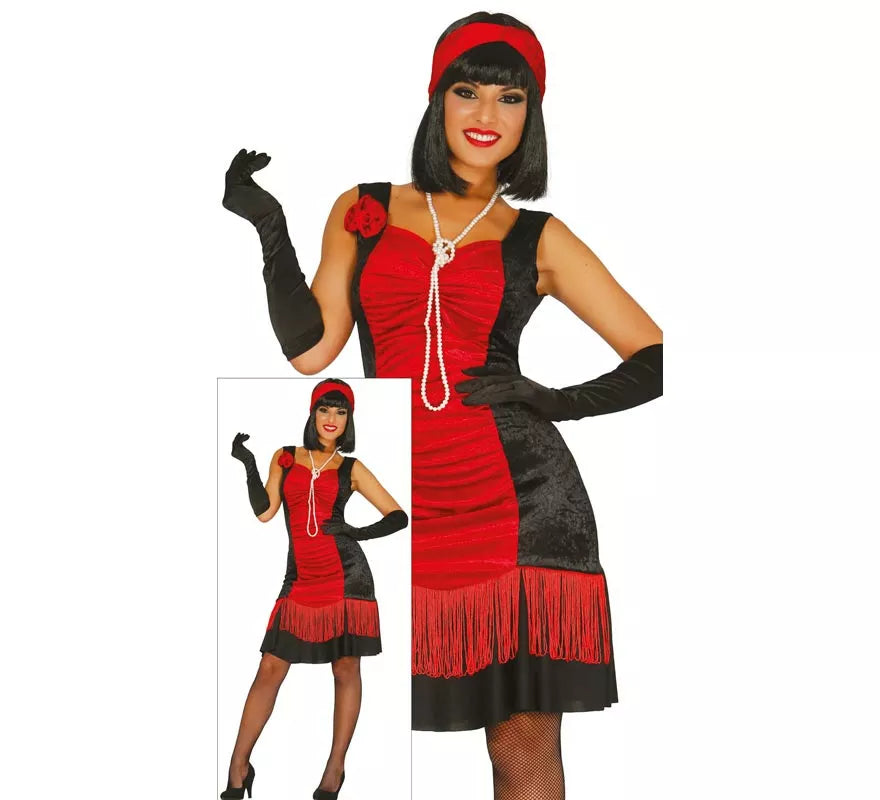 Disfraz de Charlestón rojo para mujer