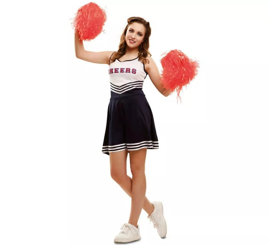 Translation missing: de.Disfraz de Cheerleader blanco y azul para mujer